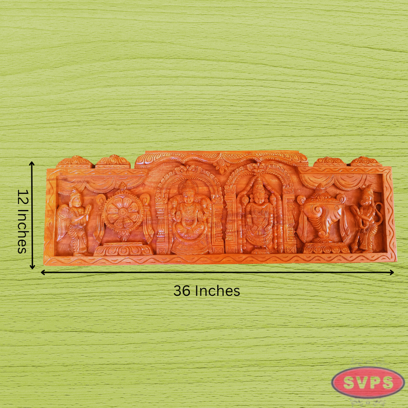 Wood Carved Tirupathi Perumal Thayar Wall Hanging