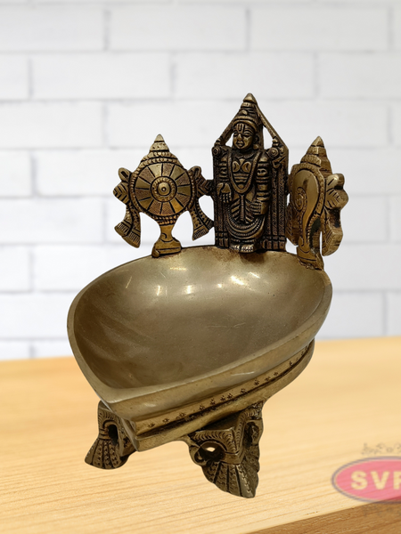 Brass Sri Balaji Sankh Chakra Diya