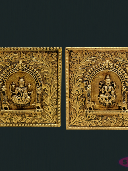 Antique Finish Brass Ashtalakshmi Wall Hanging Plaques – Set of 8