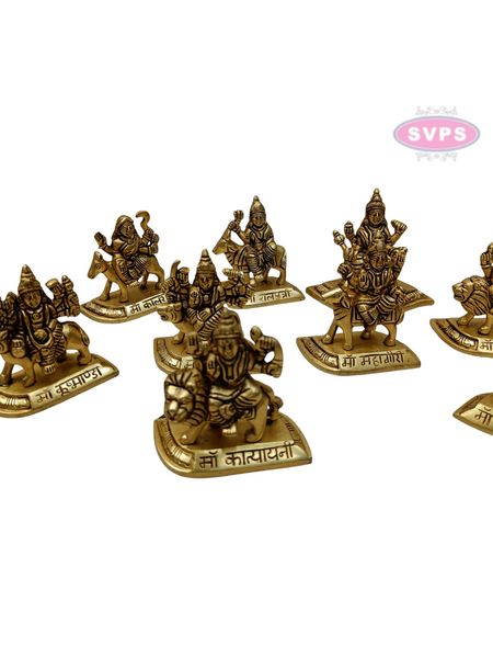 Brass Nava Durga Set Of 9 Idols For Altar And Puja