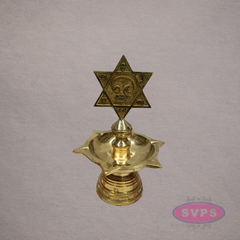 Brass Shatkona Vilakku with Om Motif – Auspicious Hindu Lamp