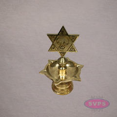 Brass Shatkona Vilakku with Om Motif – Auspicious Hindu Lamp