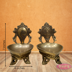 Brass Sankh Chakra Diya For Puja And Decor