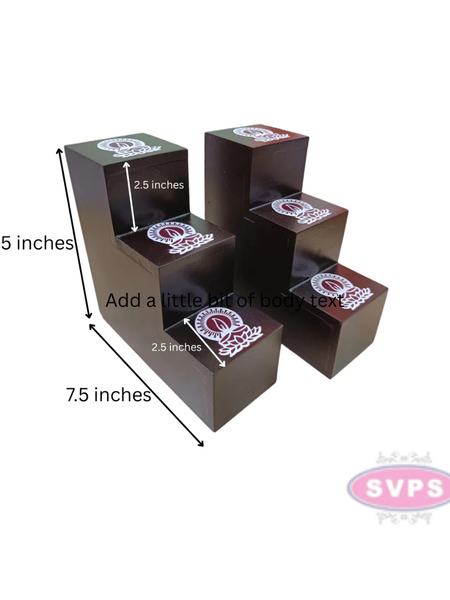 Premium Wooden Deep Stand | 3 Step Kolam Design Diya Display for Pooja