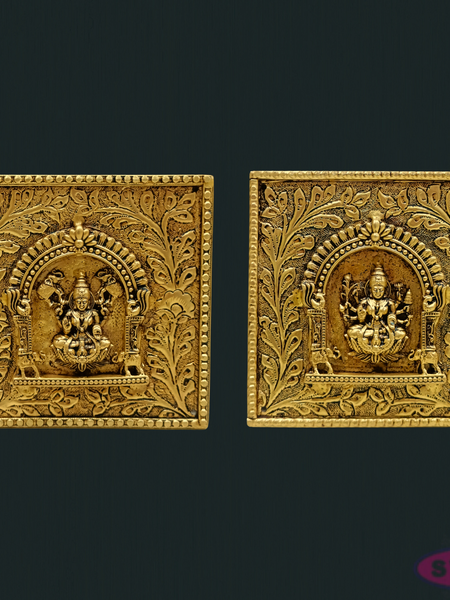 Antique Finish Brass Ashtalakshmi Wall Hanging Plaques – Set of 8