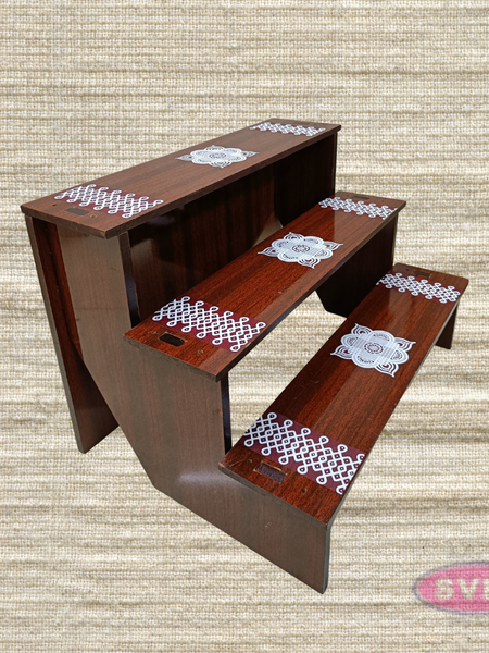 Portable Dismantle Wooden 3-Step Pooja Stand