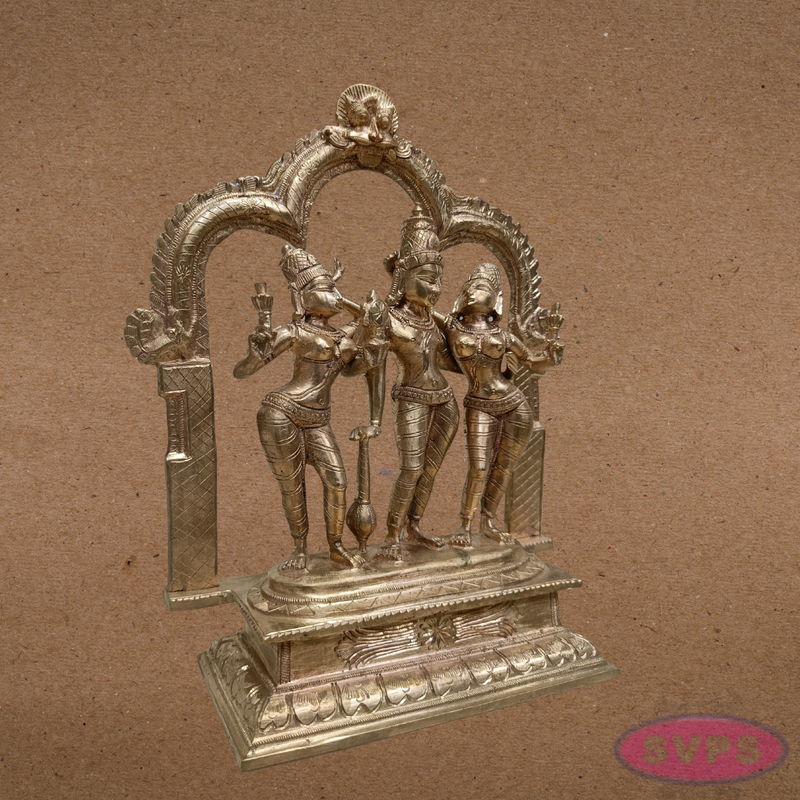 Panchalogham Perumal Sridevi Bhoodevi Idol – Antique Finish Home Décor