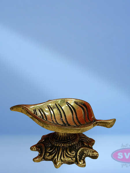 Brass Leaf Shape Diya For Puja And Decor