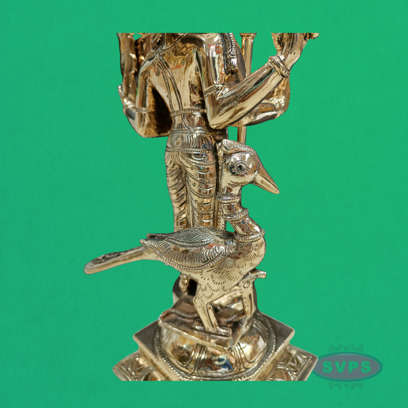 Panchaloham Lord Murugan Idol with Vel & Seval Kodi