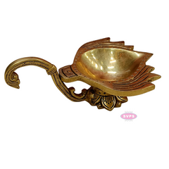 Brass Antique Lotus Diya For Puja And Decor