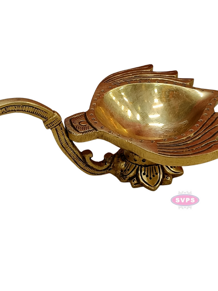 Brass Antique Lotus Diya For Puja And Decor