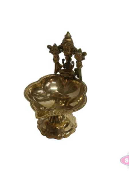 Brass Balaji Diya with Lakshmi | Traditional Pooja Oil Lamp | Lord Venkateswara & Goddess Lakshmi Deepam for Home Temple