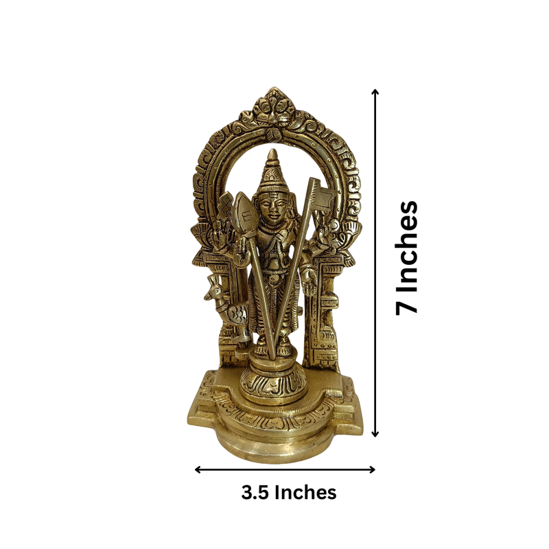 Brass Subramanya Swamy Idol – 7 Inch Home Temple Decor