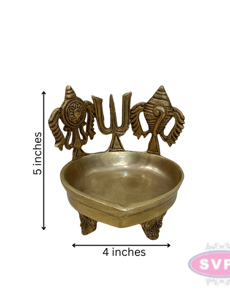Brass Tiruman Shankh Chakra Lamp For Puja