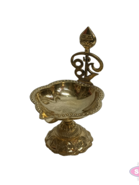 Brass Om Vel Deepam | Traditional Pooja Oil Lamp | Lord Murugan Vel Design | Brass Vilakku for Home Temple, Pooja & Festivals