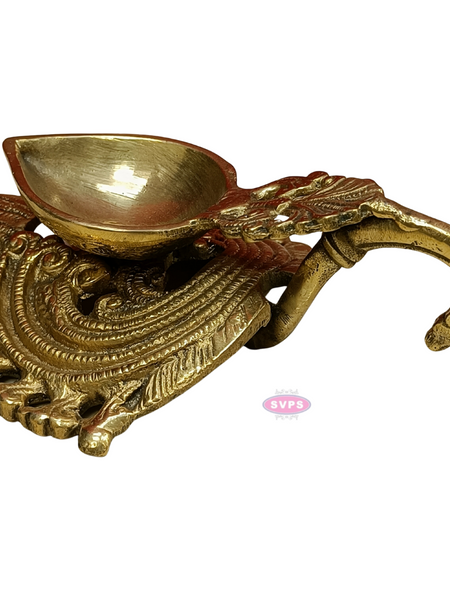 Brass Antique Lotus Diya With Floral Stand