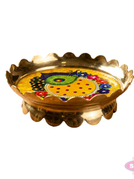 Brass Peacock Lotus Stand | Decorative Brass Lotus Stand for Pooja Room, Home Temple & Office | 5 Inch