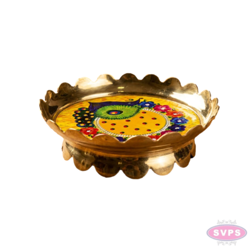 Brass Peacock Lotus Stand | Decorative Brass Lotus Stand for Pooja Room, Home Temple & Office | 5 Inch