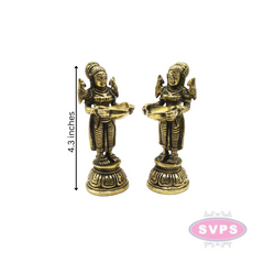 Brass Paavai Vilakku / Deepa Lakshmi Statue For Pooja / 2 Pieces