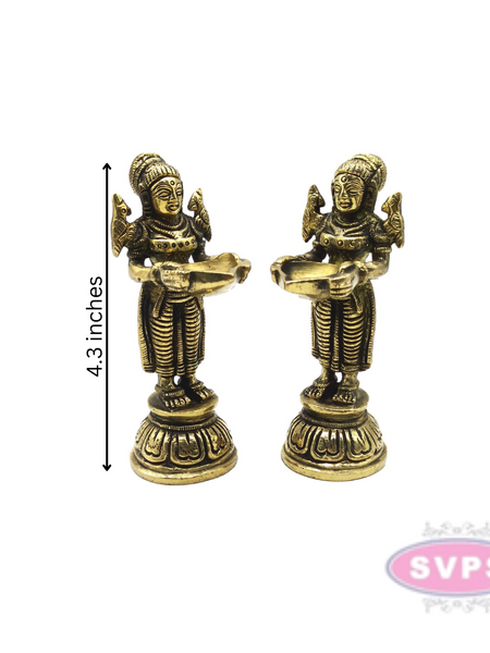 Brass Paavai Vilakku / Deepa Lakshmi Statue For Pooja / 2 Pieces