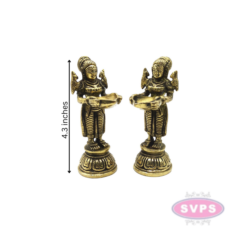Brass Paavai Vilakku / Deepa Lakshmi Statue For Pooja / 2 Pieces