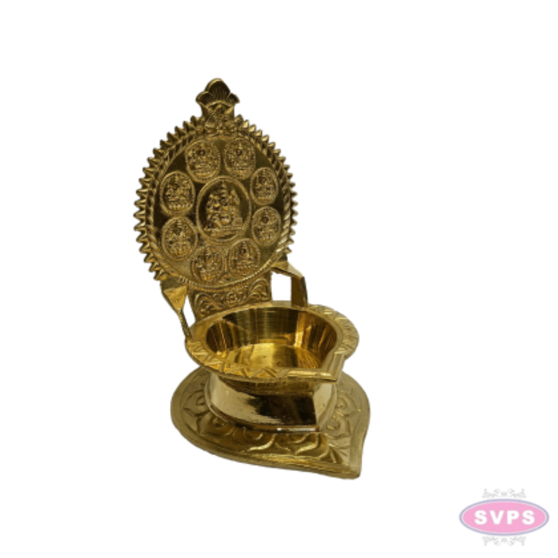 Antique Brass Ashtalakshmi Deepam – Decorative Lakshmi Oil Lamp for Pooja & Festive Décor