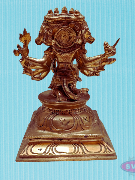 Traditional Panchaloha Panchamukha Hanuman Idol with Detailed Carving