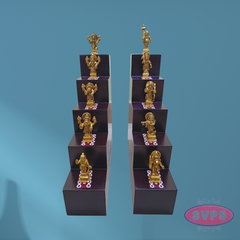 Wooden 5 Lamp Stand With Brass Dasavatharam Idol