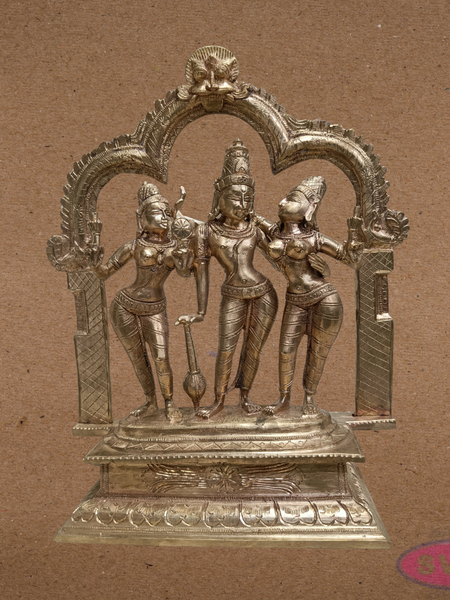 Panchalogham Perumal Sridevi Bhoodevi Idol – Antique Finish Home Décor