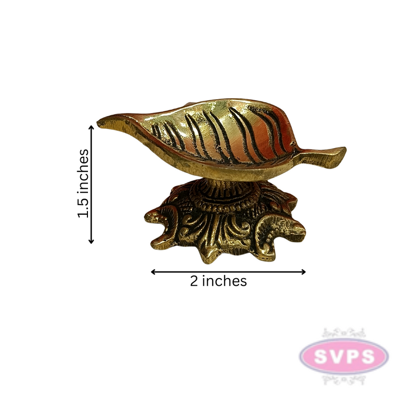 Brass Leaf Shape Diya For Puja And Decor