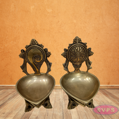 Brass Sankh Chakra Diya For Puja And Decor