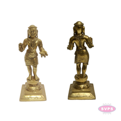 Brass Nalvar Statue Set | Appar, Sundarar, Manikkavasagar & Sambandar | Set of 4 Nayanmar Idols for Pooja Room