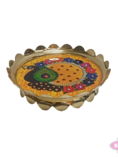 Brass Peacock Lotus Stand | Decorative Brass Lotus Stand for Pooja Room, Home Temple & Office | 5 Inch