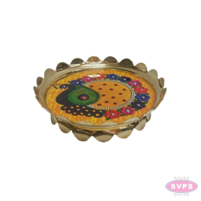 Brass Peacock Lotus Stand | Decorative Brass Lotus Stand for Pooja Room, Home Temple & Office | 5 Inch
