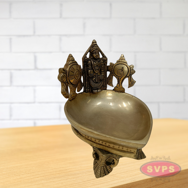 Brass Sri Balaji Sankh Chakra Diya