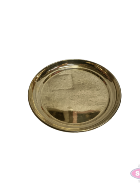 Brass Pooja Plate – Traditional Round Puja Thali for Daily Worship, Aarti & Offerings