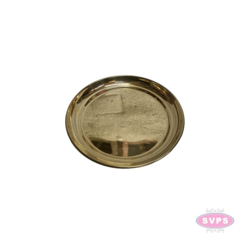 Brass Pooja Plate – Traditional Round Puja Thali for Daily Worship, Aarti & Offerings