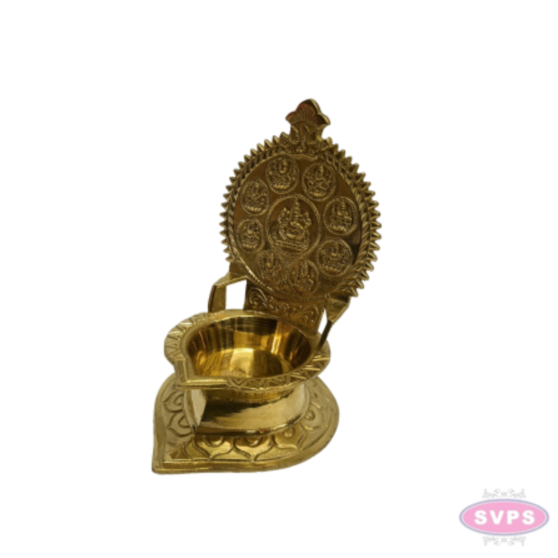 Antique Brass Ashtalakshmi Deepam – Decorative Lakshmi Oil Lamp for Pooja & Festive Décor