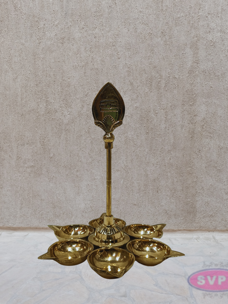 Brass Om Vilakku – 6 Face Aarti Deepam