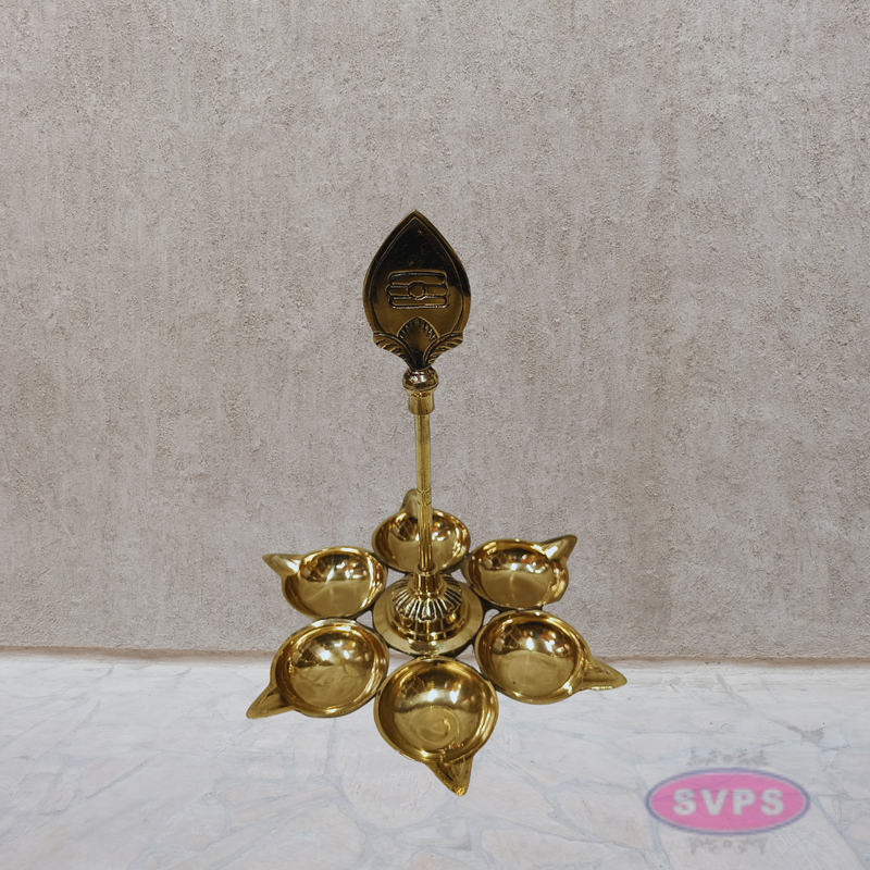 Brass Om Vilakku – 6 Face Aarti Deepam