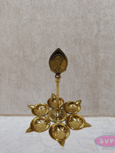 Brass Om Vilakku – 6 Face Aarti Deepam
