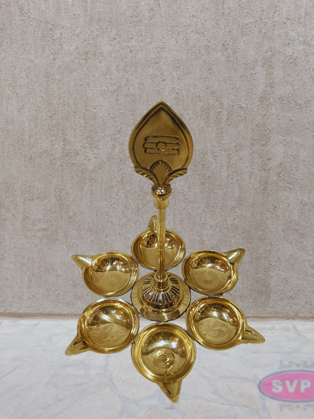 Brass Om Vilakku – 6 Face Aarti Deepam