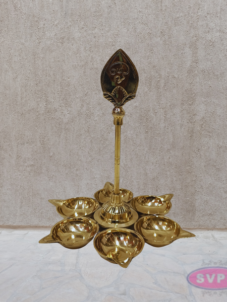 Brass Om Vilakku – 6 Face Aarti Deepam