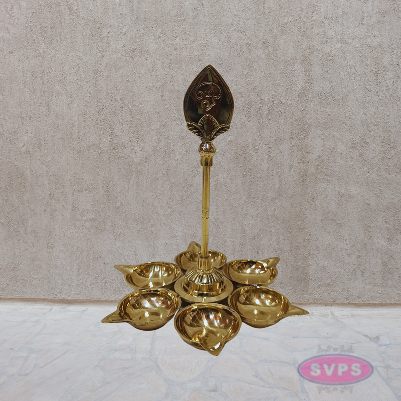 Brass Om Vilakku – 6 Face Aarti Deepam