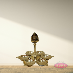 Brass 6 Face Om Deepam – Multi-Wick Aarti Lamp