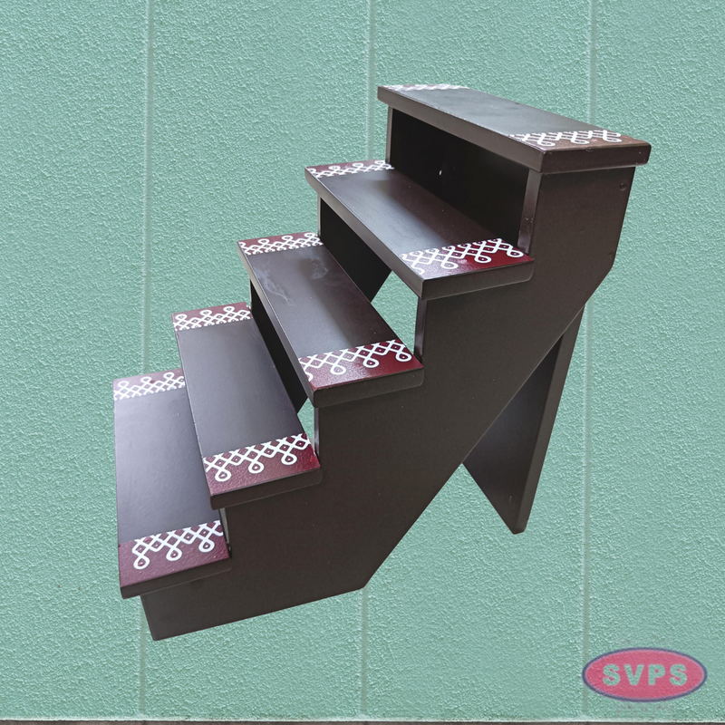 Wooden Step Deity Stand With Gap - 2 Variants