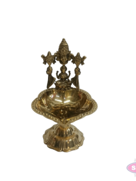 Brass Balaji Diya with Lakshmi | Traditional Pooja Oil Lamp | Lord Venkateswara & Goddess Lakshmi Deepam for Home Temple