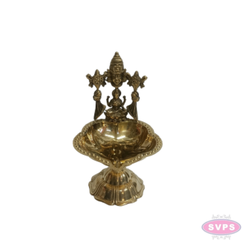 Brass Balaji Diya with Lakshmi | Traditional Pooja Oil Lamp | Lord Venkateswara & Goddess Lakshmi Deepam for Home Temple