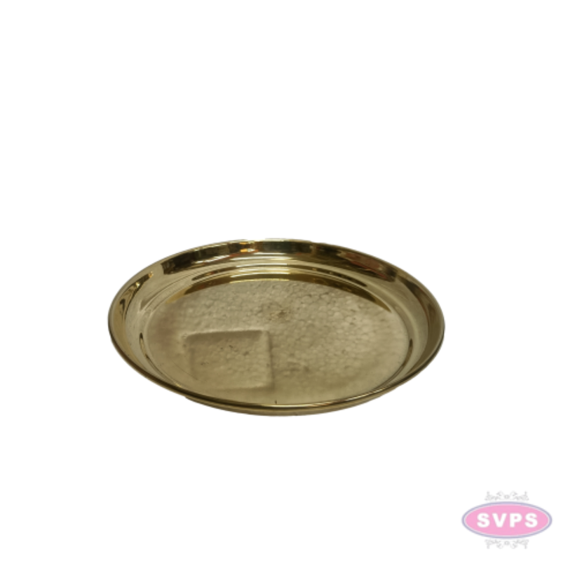 Brass Pooja Plate – Traditional Round Puja Thali for Daily Worship, Aarti & Offerings
