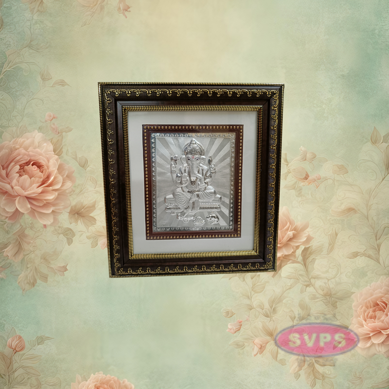 999 Silver Ganesha Photo Frame